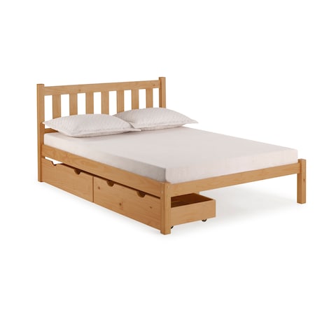 Poppy Full Wood Platform Bed With Storage Drawers, Cinnamon